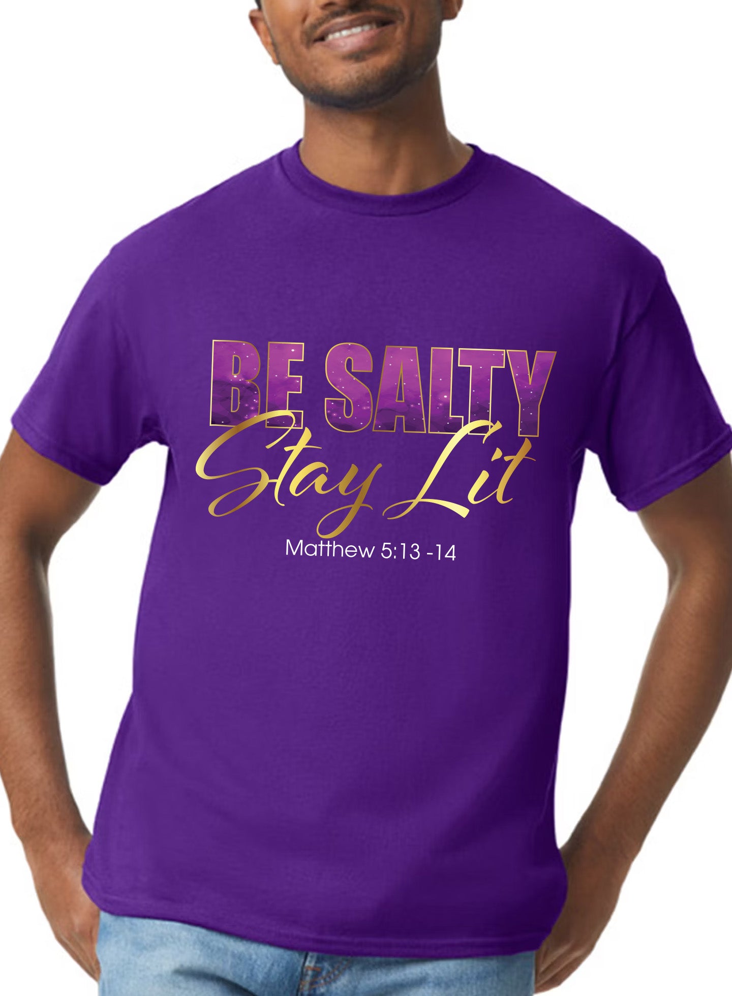 Be Salty, Stay Lit Graphic T-shirt - Purple