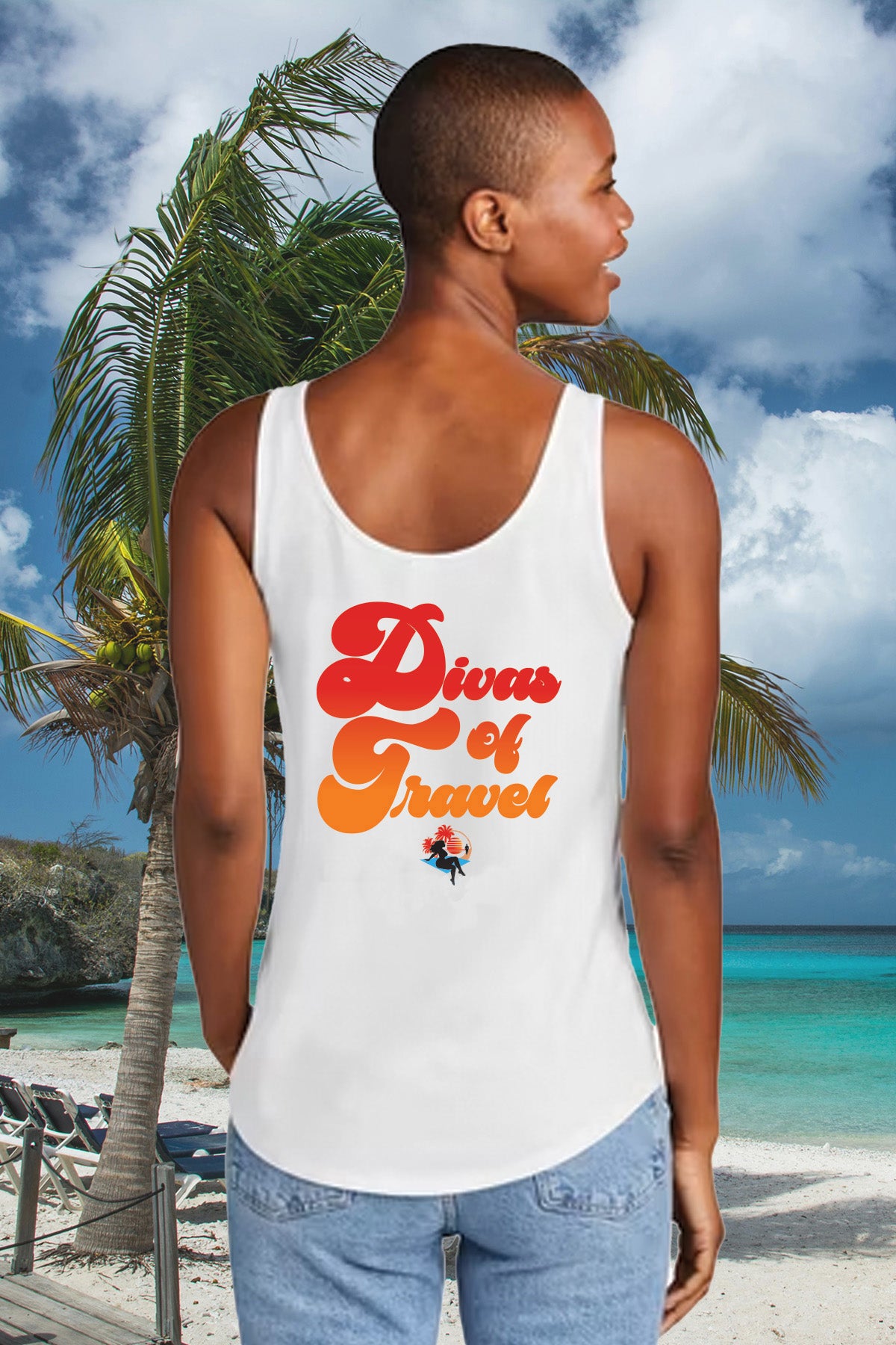 Mz. Travel Diva - Divas of Travel - 2 Sided White Muscle Shirt