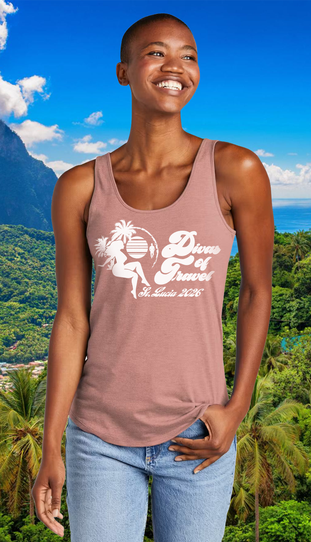 Mz. Travel Diva - St. Lucia rosé colored tank