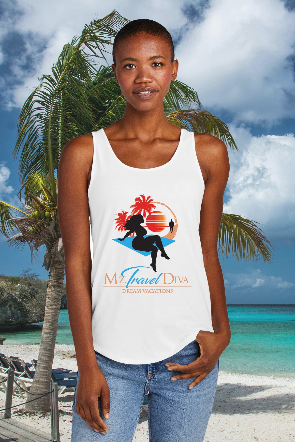 Mz. Travel Diva - White Muscle Shirt